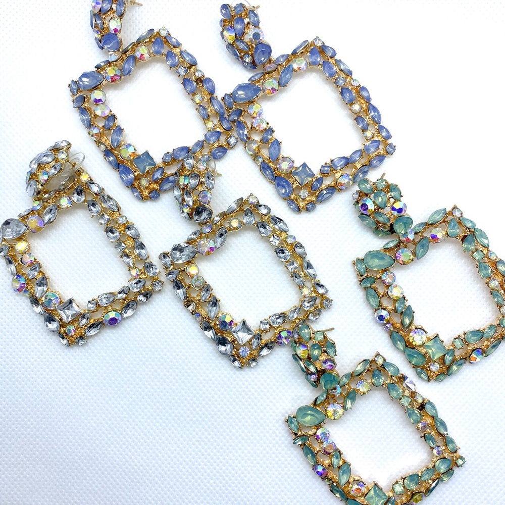 Bling Square Rhinestone Earrings